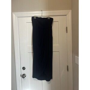 Women’s NAVY Blue Strapless Faux Wrap Skirt Size Large Wedding Formal Cocktail